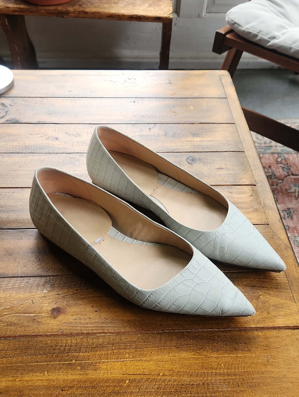 Mm Lafleur Snakeskin Leather Flats 37.5